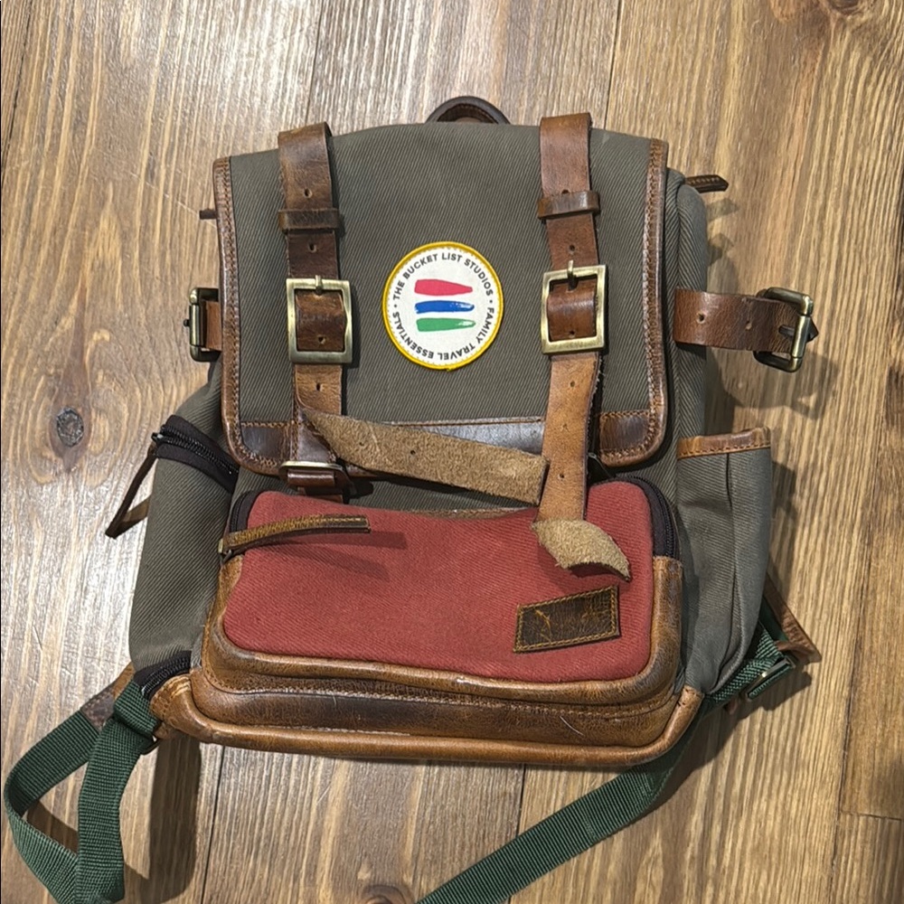 Kodiak Bucket List kids Brown and Red Backpack